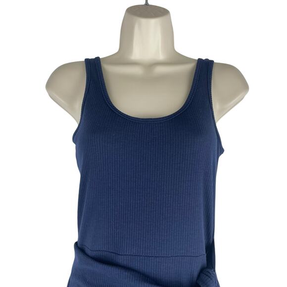 Socialite Scoop Neck Ribbed Knit Wrap Tie Midi Dress Navy Blue Size XS - Picture 6 of 12